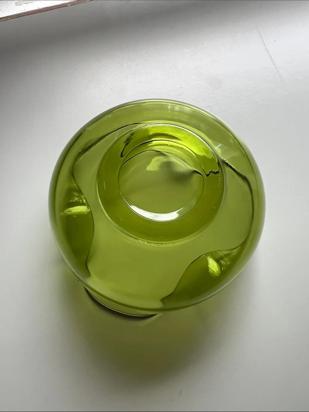 Vintage Anchor Hocking Green Glass Folded Edge Replacement Dip Bowl MCM